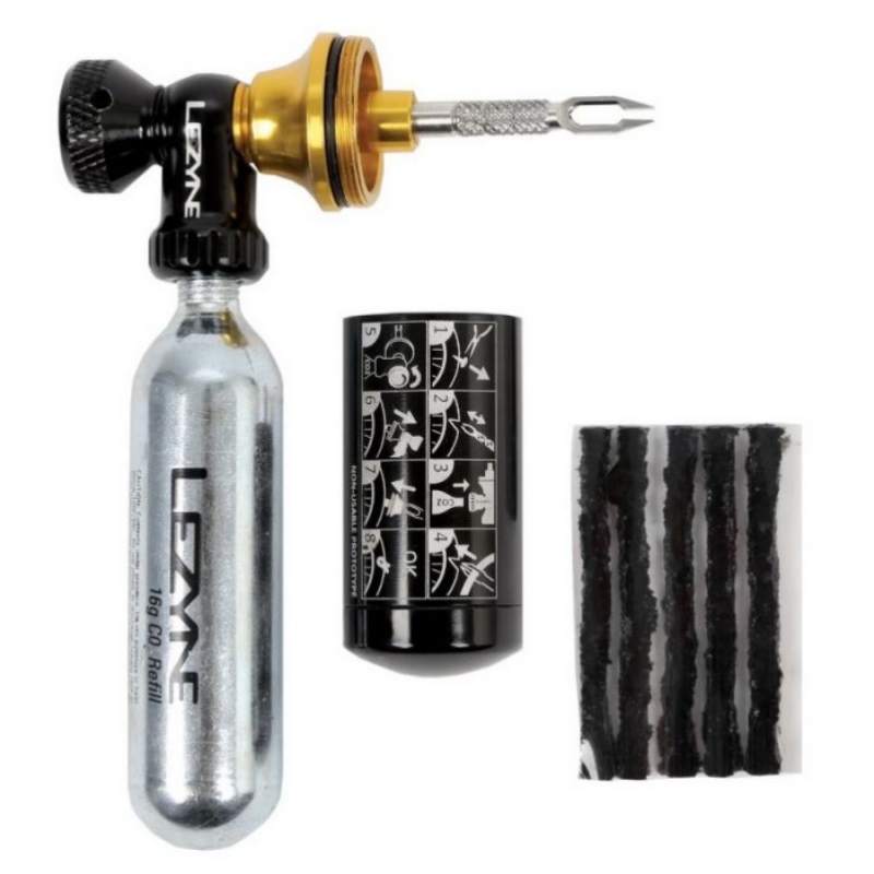 Zestaw naprawczy LEZYNE TUBELESS CO2 BLASTER + POMPKA CO2 Z NABOJEM 20G